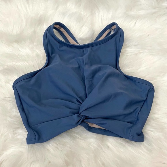 Kona Sol Swimsuit Top Womens Size Small Blue Front Knot Racerback Adjustable NWT - Picture 3 of 7